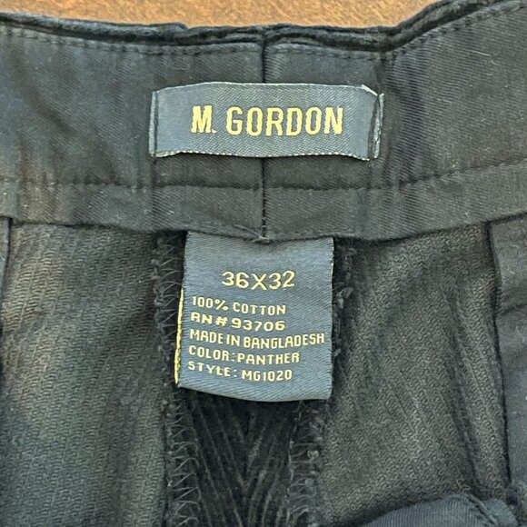 Vintage M. Gordon Men's Corduroy Pants 90's 36x32 Black back buttoned pockets - Picture 3 of 11
